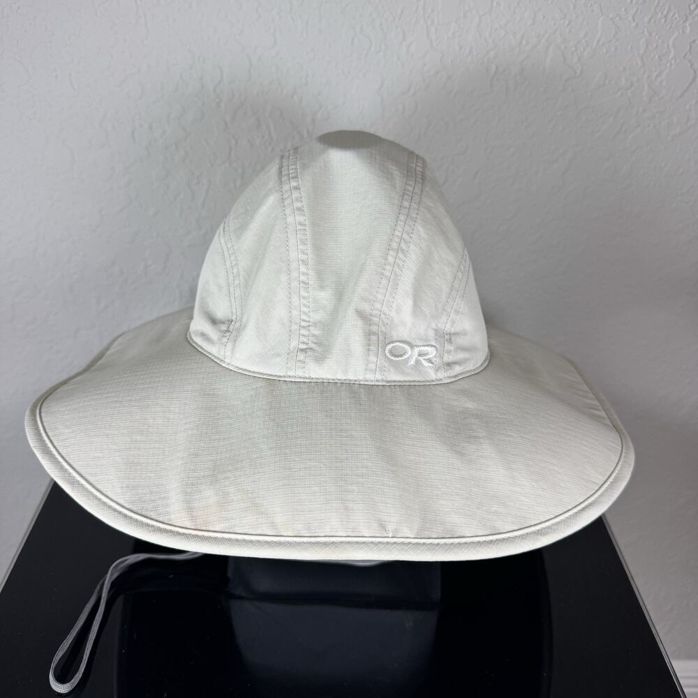 Outdoor Research Sun Hat Fitted Womens Medium Blue Oasis Wide Brim Chin Cord